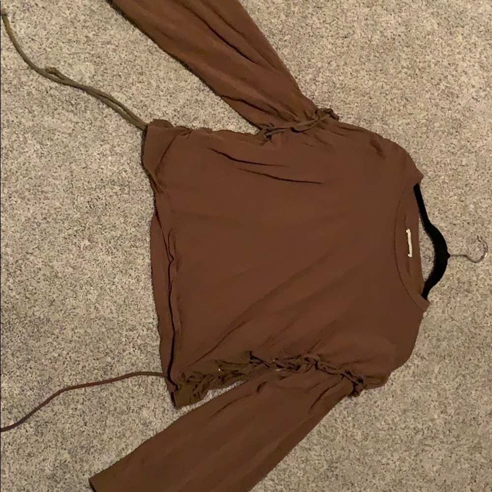 Long sleeve top with ties up the side